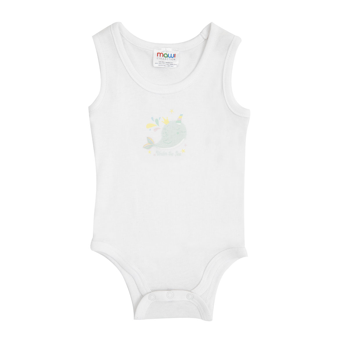 Body spalla larga neonata balena bianco girocollo