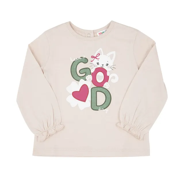 Toys Center Baby t-shirt manica lunga bimba beige stampa gattino