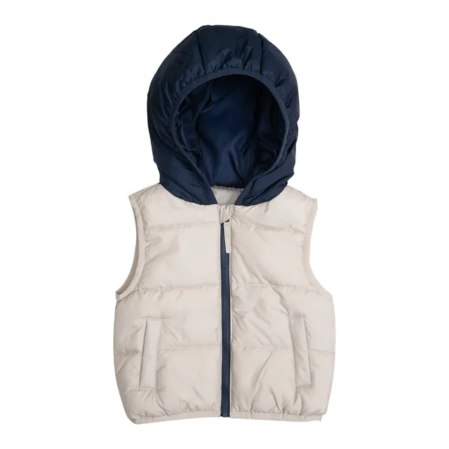 Toys Center Baby Smanicato bimbo gilet beige blu con cappuccio
