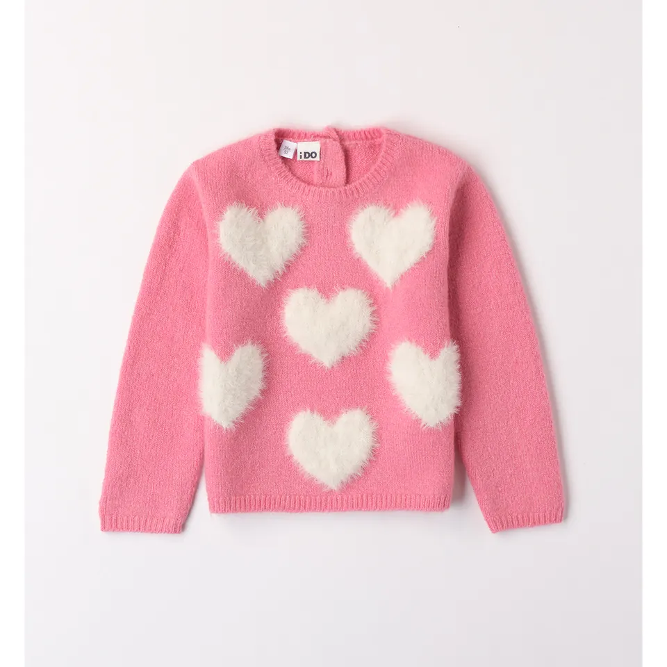 iDO Tricot maglione bambina con cuori lurex