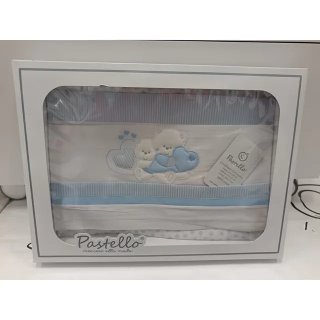 Pastello Coordinato Carrozzina set lenzuola cotone azzurro orsetti