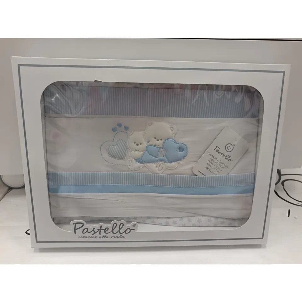Pastello Coordinato Carrozzina set lenzuola cotone azzurro orsetti