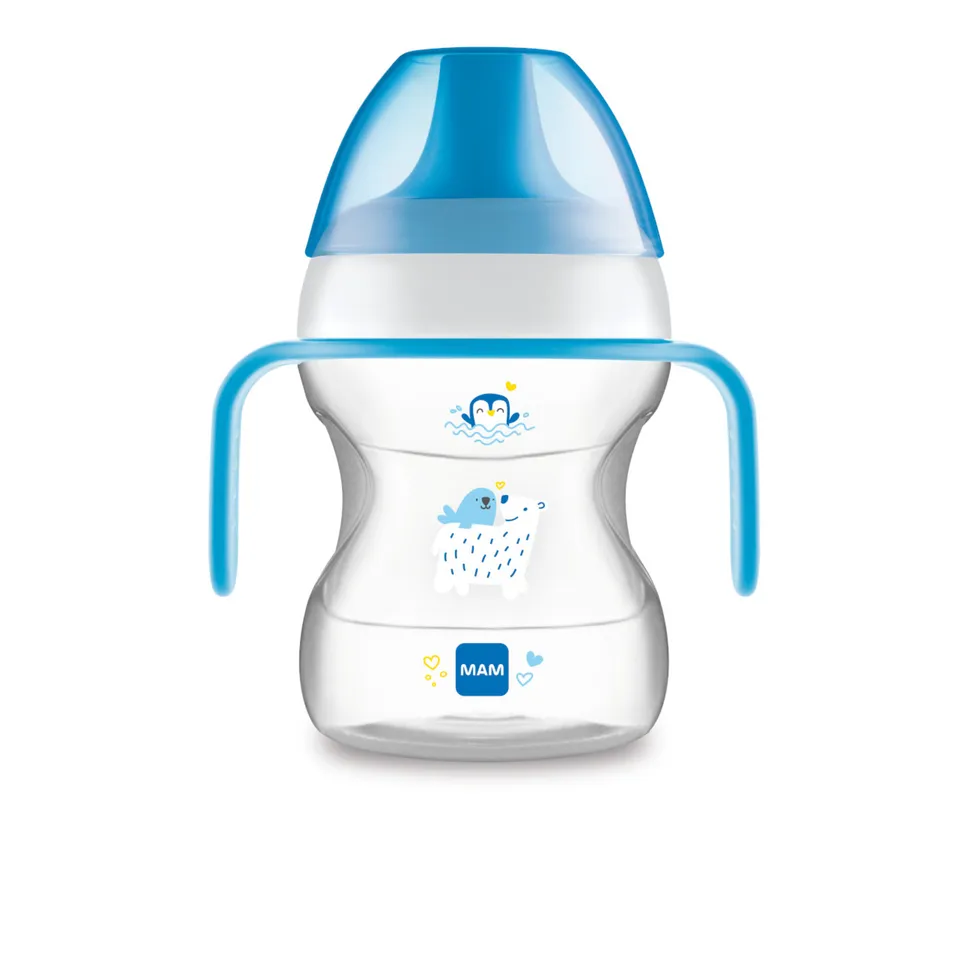 MAM Learn to Drink Cup tazza 190 ml azzurra 6+ mesi beccuccio morbido