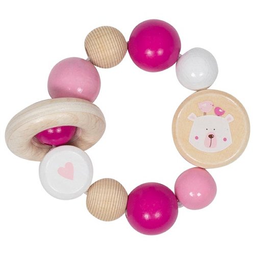 The Dida sonaglio elastico orso polare rosa in legno