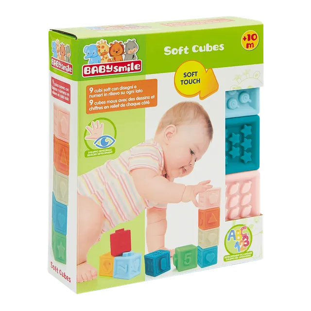 Cubi sensoriali soft 9 pezzi gioco tattile numeri