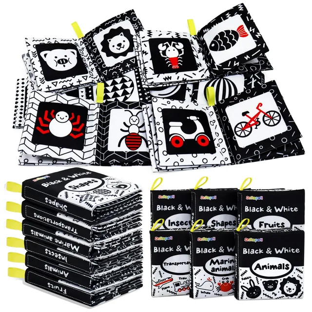 Dr.Rapeti libri di stoffa bianco e nero 6 pz neonati