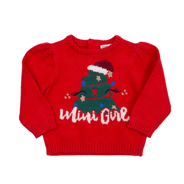 Mawi Family maglia tricot rossa intarsio Natale girl