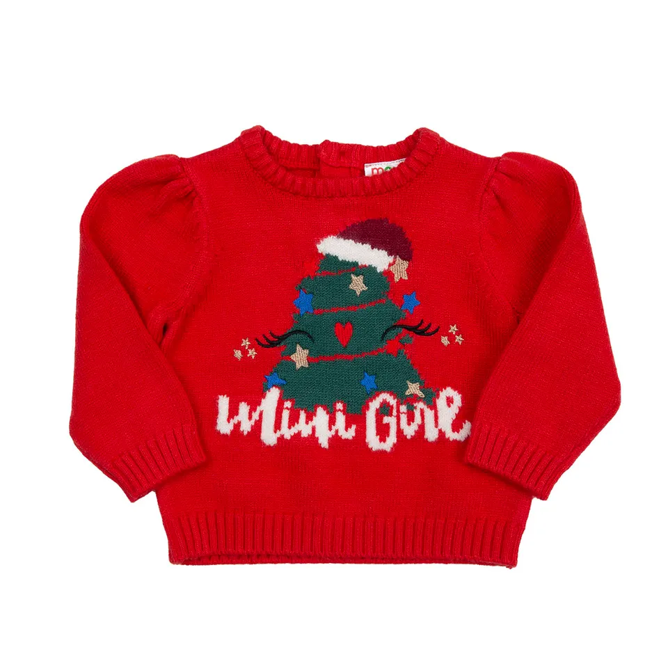 Mawi Family maglia tricot rossa intarsio Natale girl