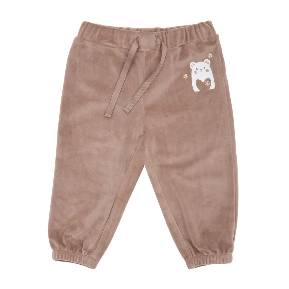Toys Center Baby pantalone ciniglia bambina beige stampato