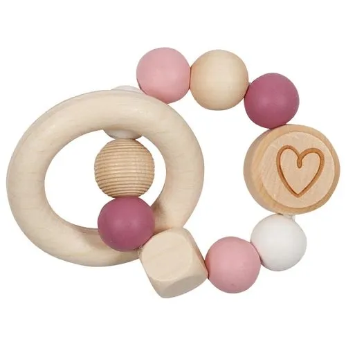 The Dida Cuore sonaglio elastico legno rosa