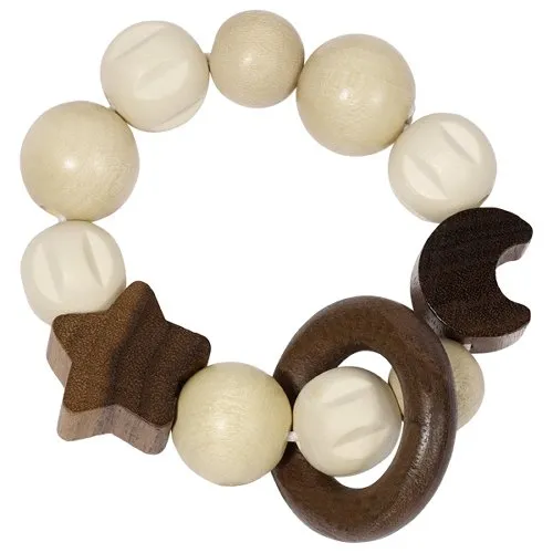 The Dida Sonaglio Elastico Luna e Stella in Legno Neonato