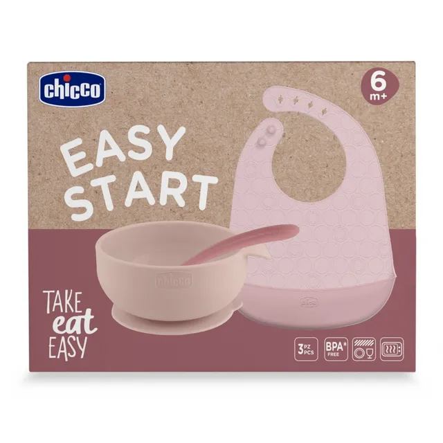 Chicco set pappa silicone rosa 6m+
