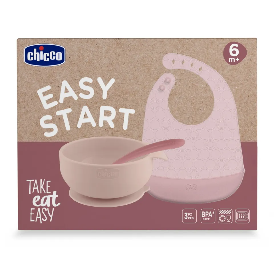 Chicco set pappa silicone rosa 6m+
