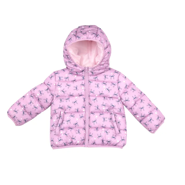 Basic piumino bimba lilla stampato leggero con tasche