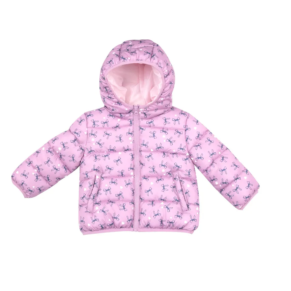 Basic piumino bimba lilla stampato leggero con tasche
