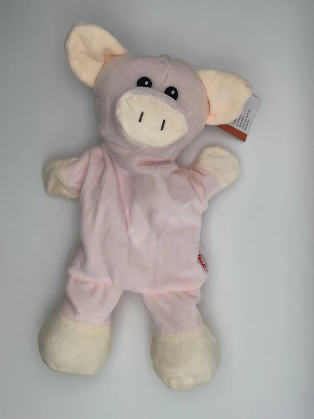 The Dida burattino maiale in stoffa 32 cm mano