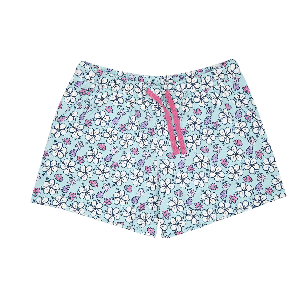 Chicco short bimba jersey azzurro stampa floreale