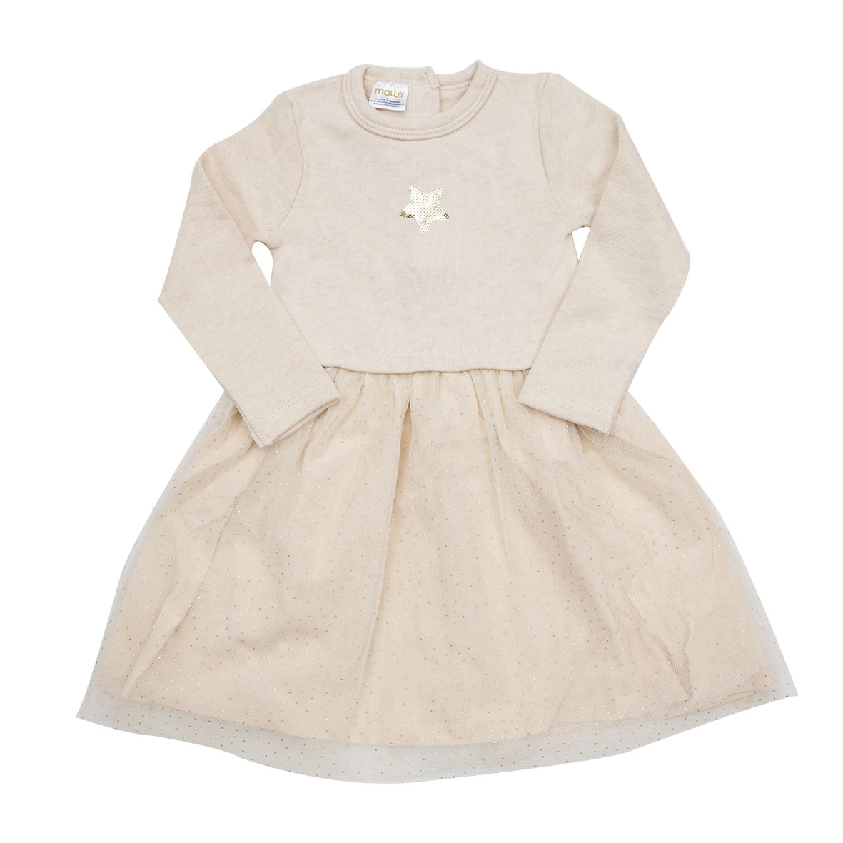 Mawi abito bambina tricot e tulle paillettes manica lunga