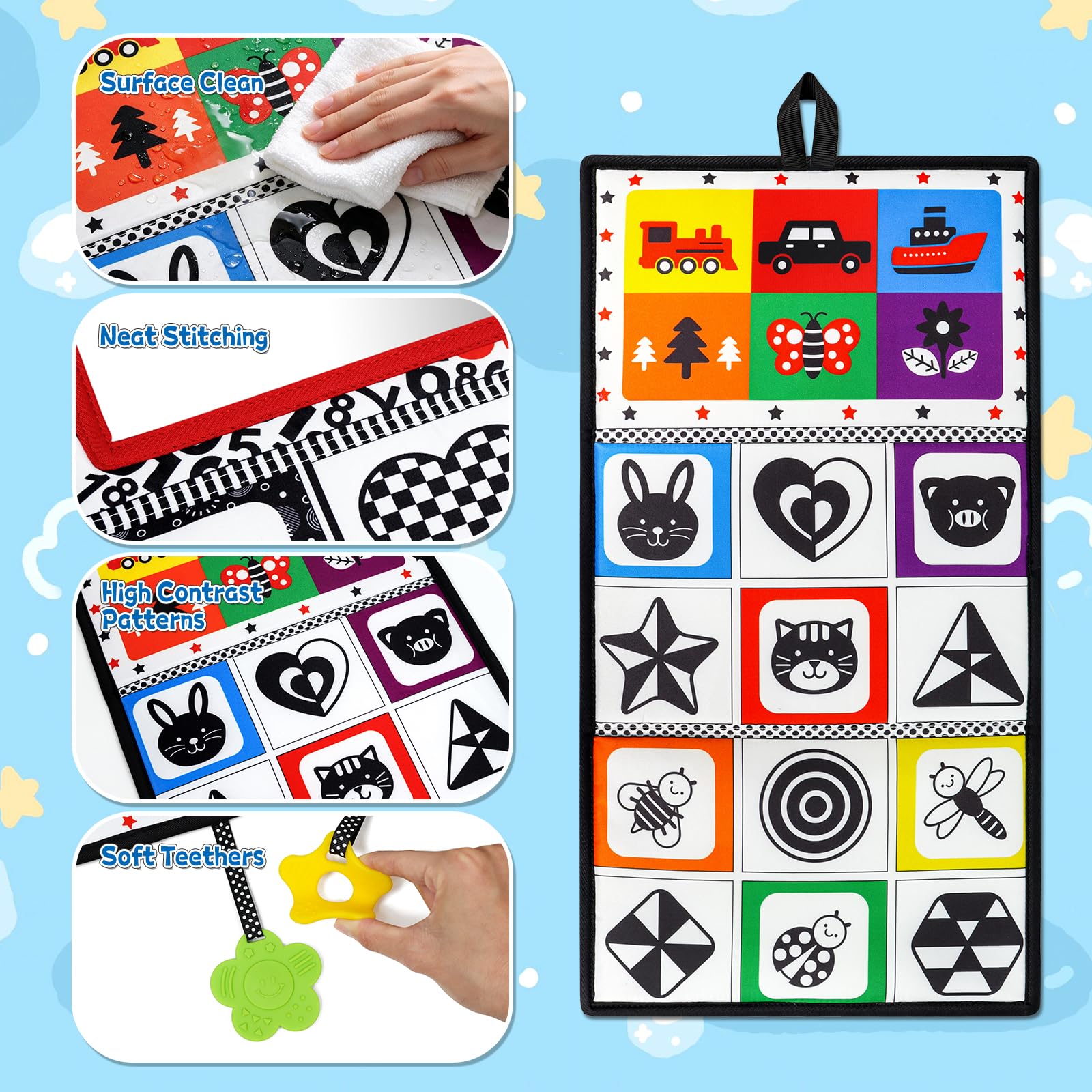 Dr.Rapeti Specchio da pavimento tummy time bianco e nero