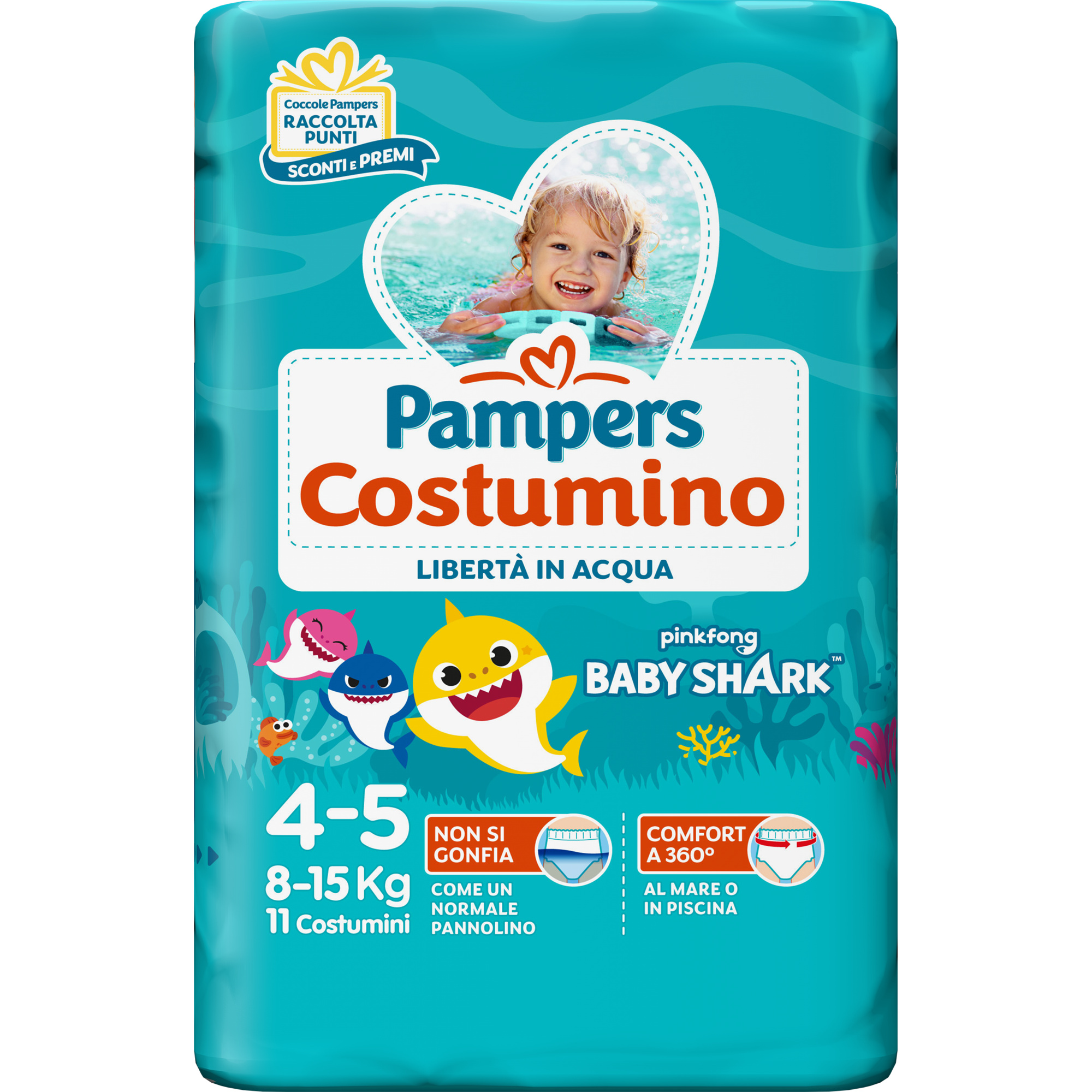 Pampers Costumino Pannolini Mare 4/5 11 Pezzi