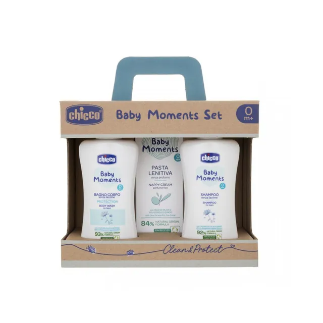 Chicco Baby Moments Set Bagno Shampoo Pasta Lenitiva nascita