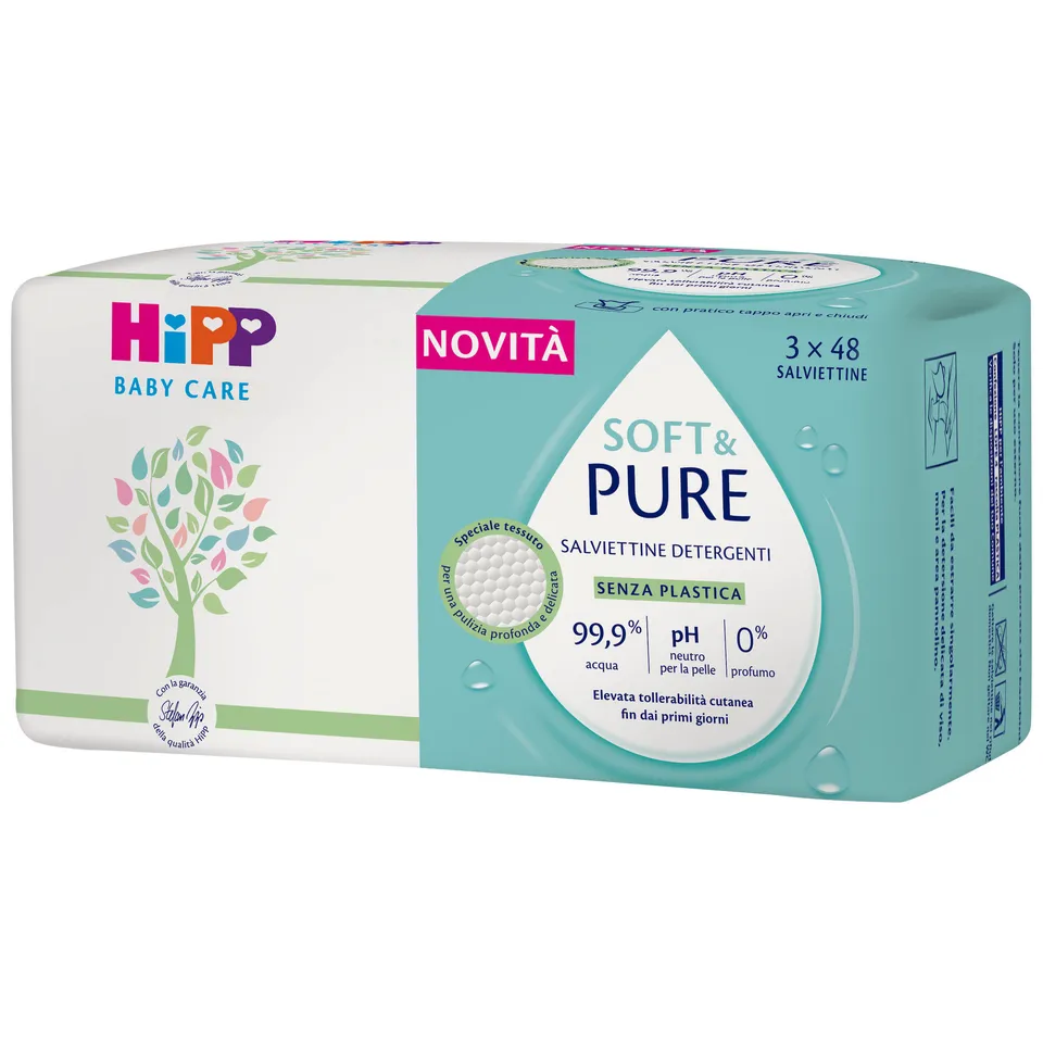 HiPP Soft&Pure salviettine 3x48 senza profumo 99,9% acqua