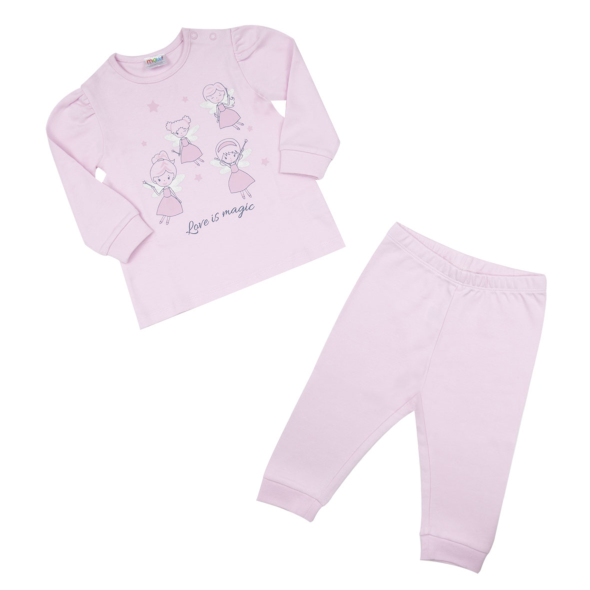 Fatine pigiama due pezzi bimba rosa maniche lunghe