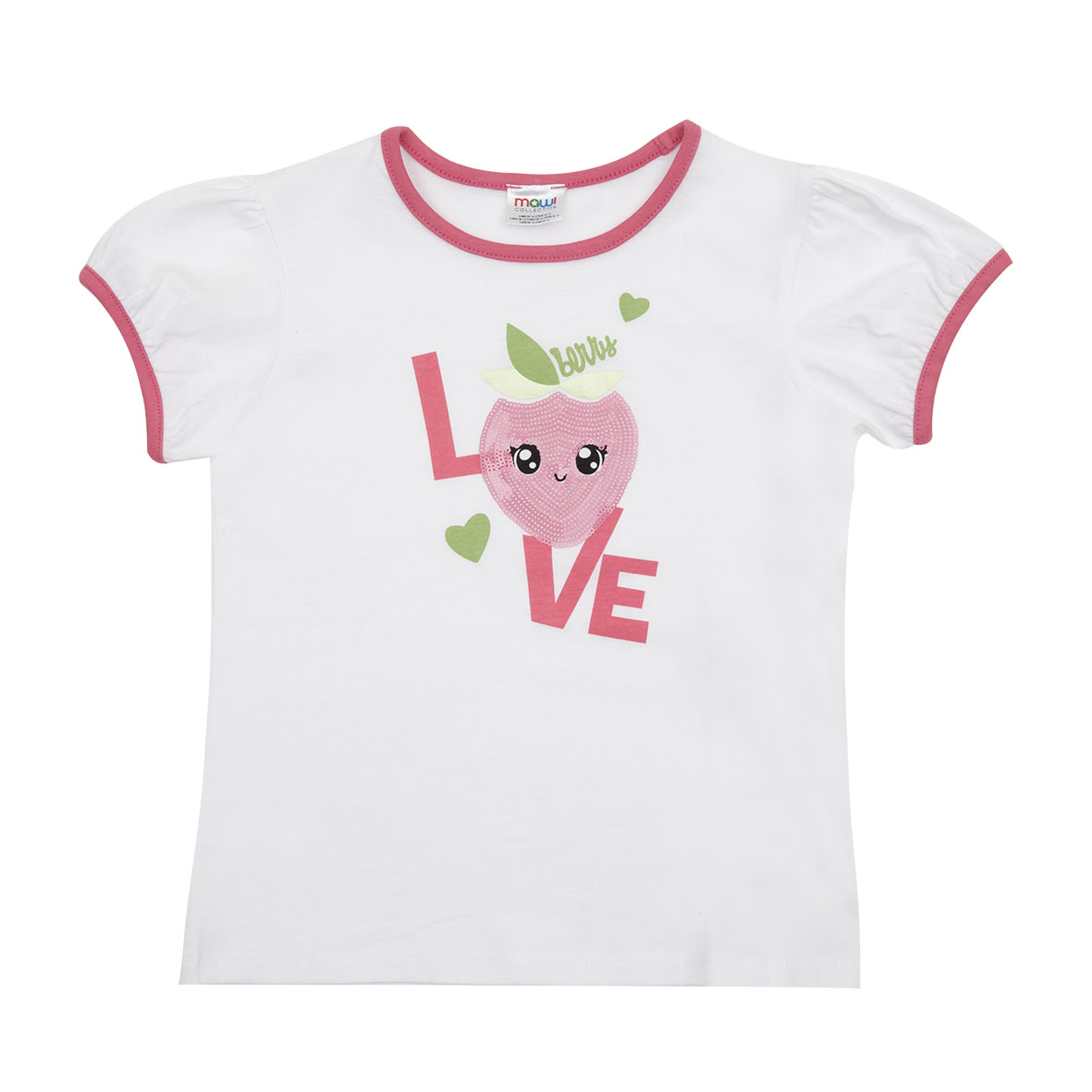 Toys Center Baby t-shirt bimba bianca rosa paillettes mezza manica