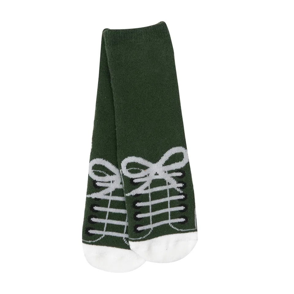Calze antiscivolo bimbo sneaker verdi con gommini
