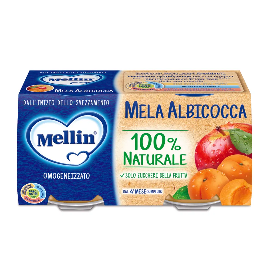 Mellin Omogeneizzato Mela Albicocca 2x100 g 4° Mese