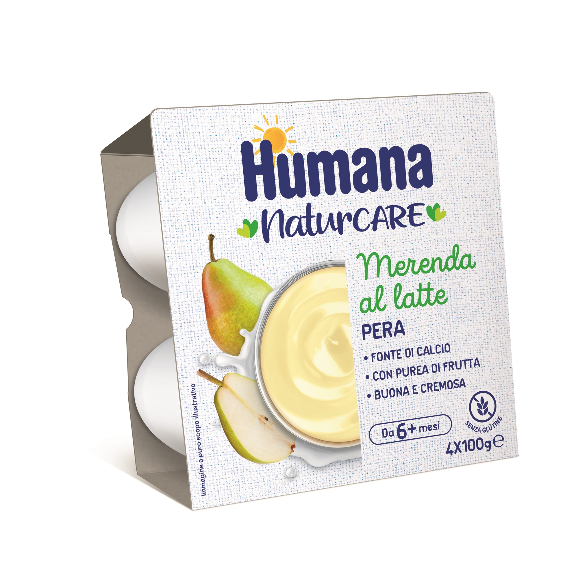 Humana Merenda al Latte pera 4x100g calcio