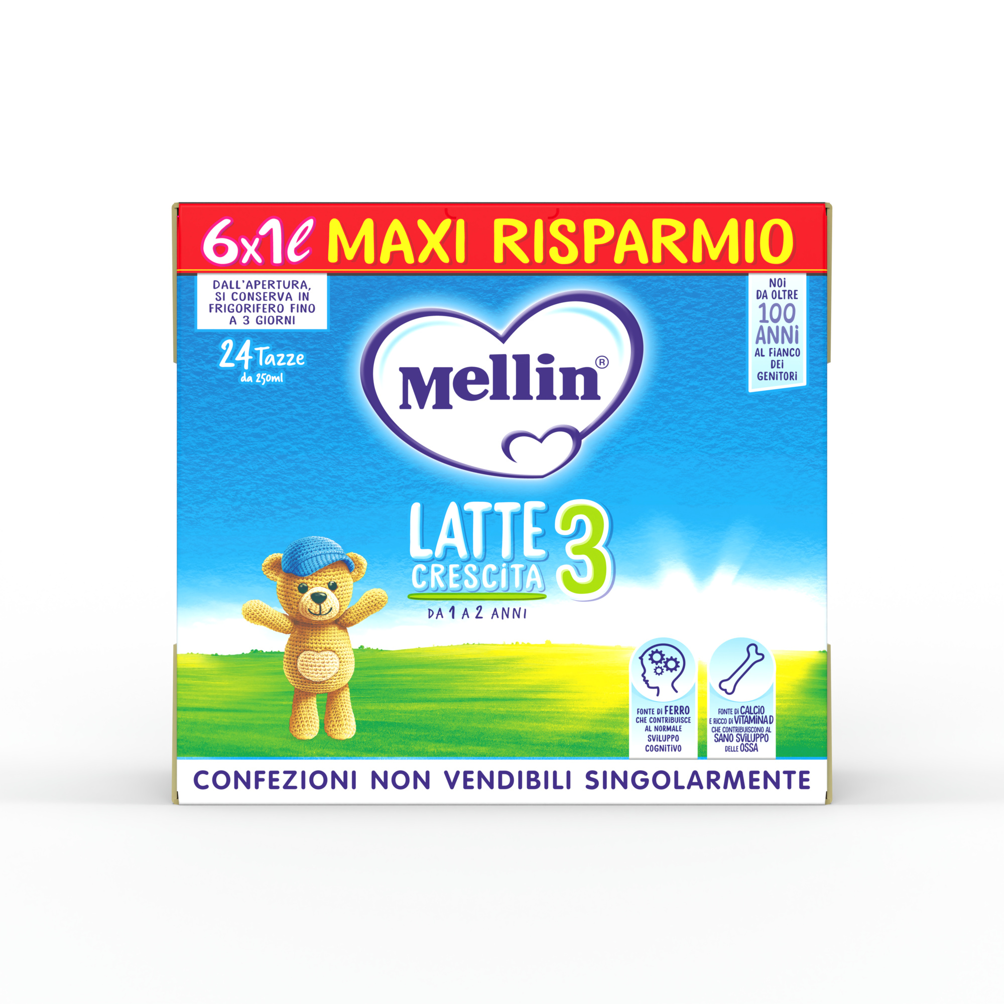Mellin Latte Gum 3 latte crescita 6x1000 ml ferro