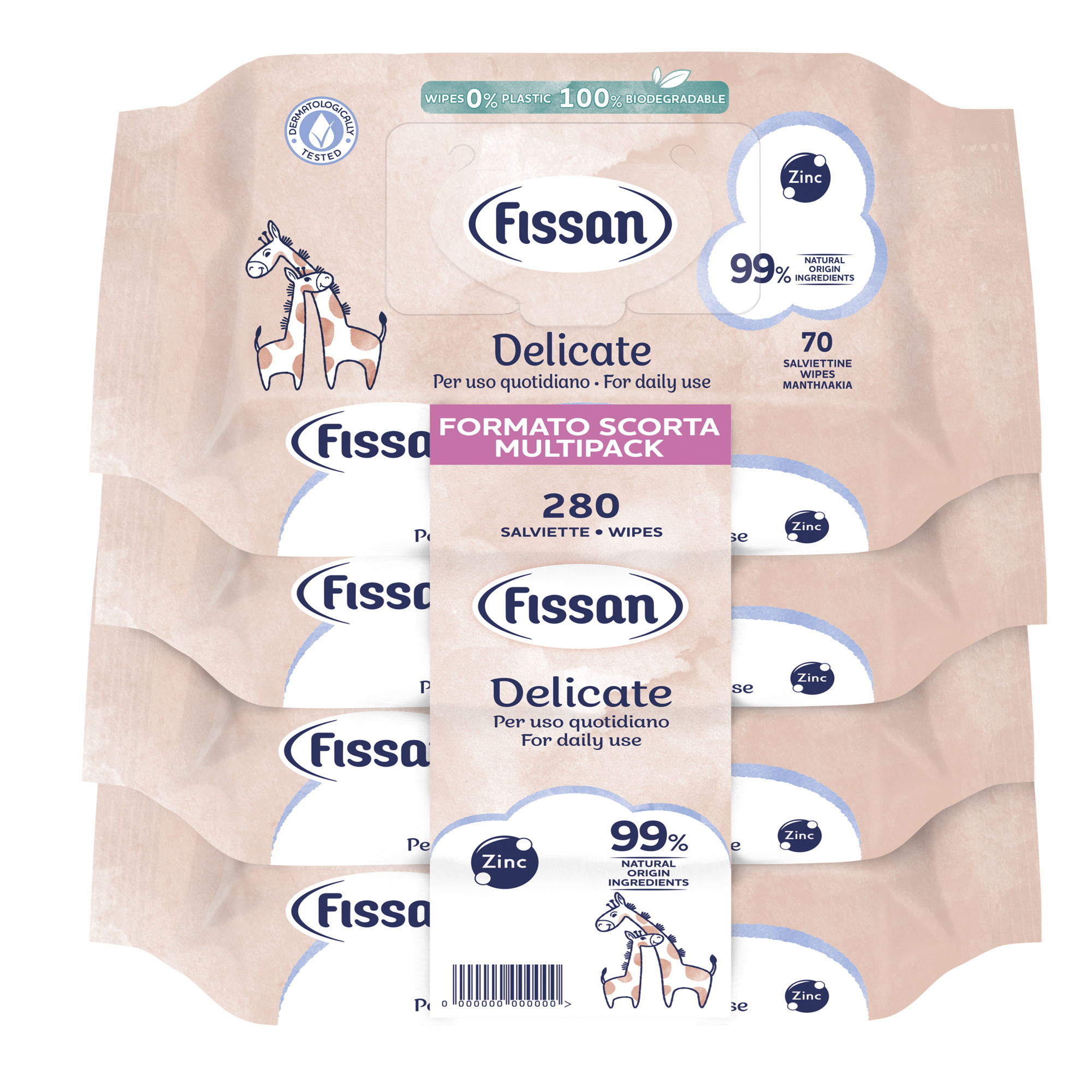 Fissan Salviette Delicate 4x70 Pezzi 280 Pz