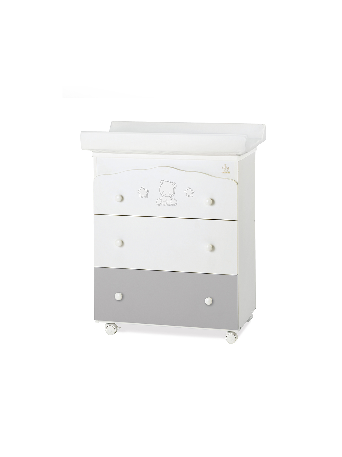 Italbaby Popstar Bagnetto Fasciatoio 3 Cassetti Bianco Grigio