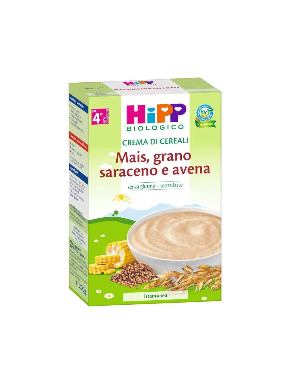 HiPP Crema Mais Grano Saraceno e Avena Cereali 200g Senza Glutine