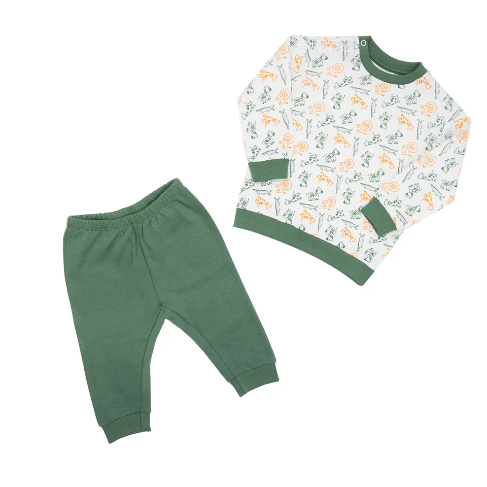 Toys Center Baby Pigiama Due Pezzi Bimbo Verde Animali Maniche Lunghe