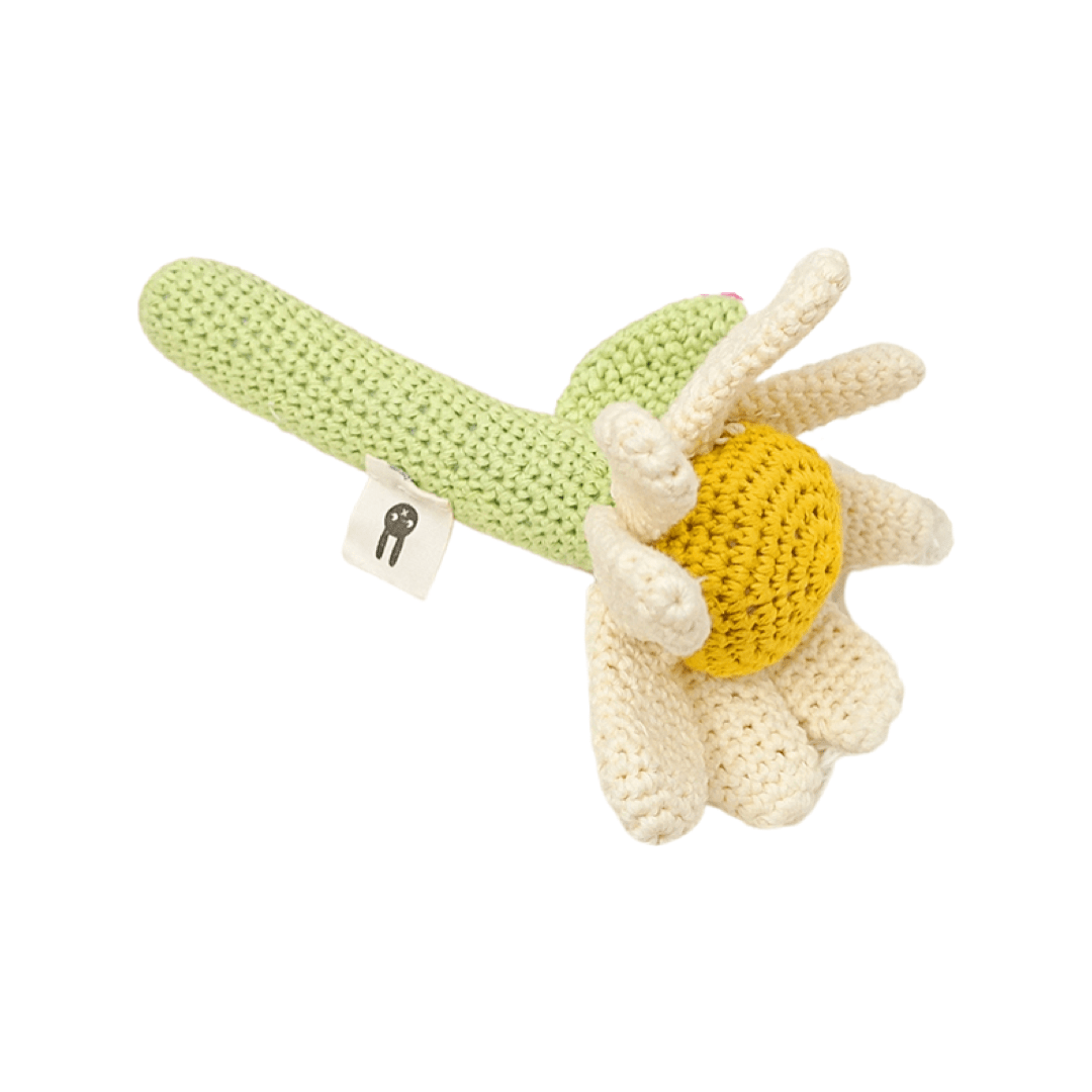 Piccoli Toys Sonaglio Uncinetto Fiore Verde Cotone
