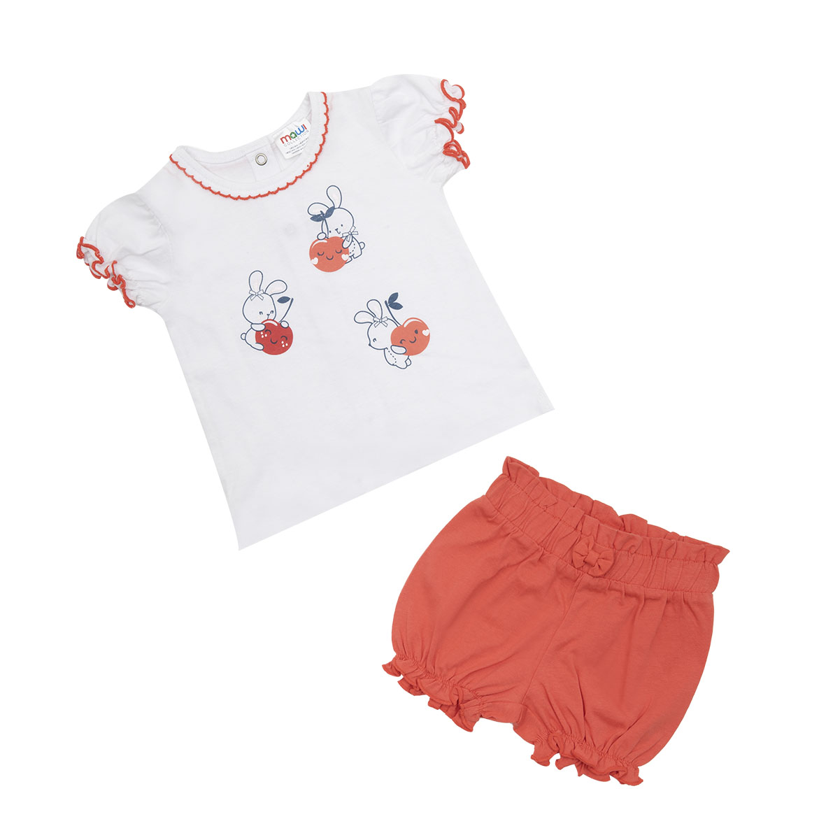 Toys Center Baby Set t-shirt+short bimba coniglietti corallo