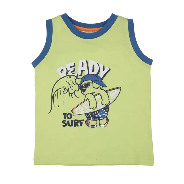 Canotta jersey bimbo verde chiaro stampa Surf