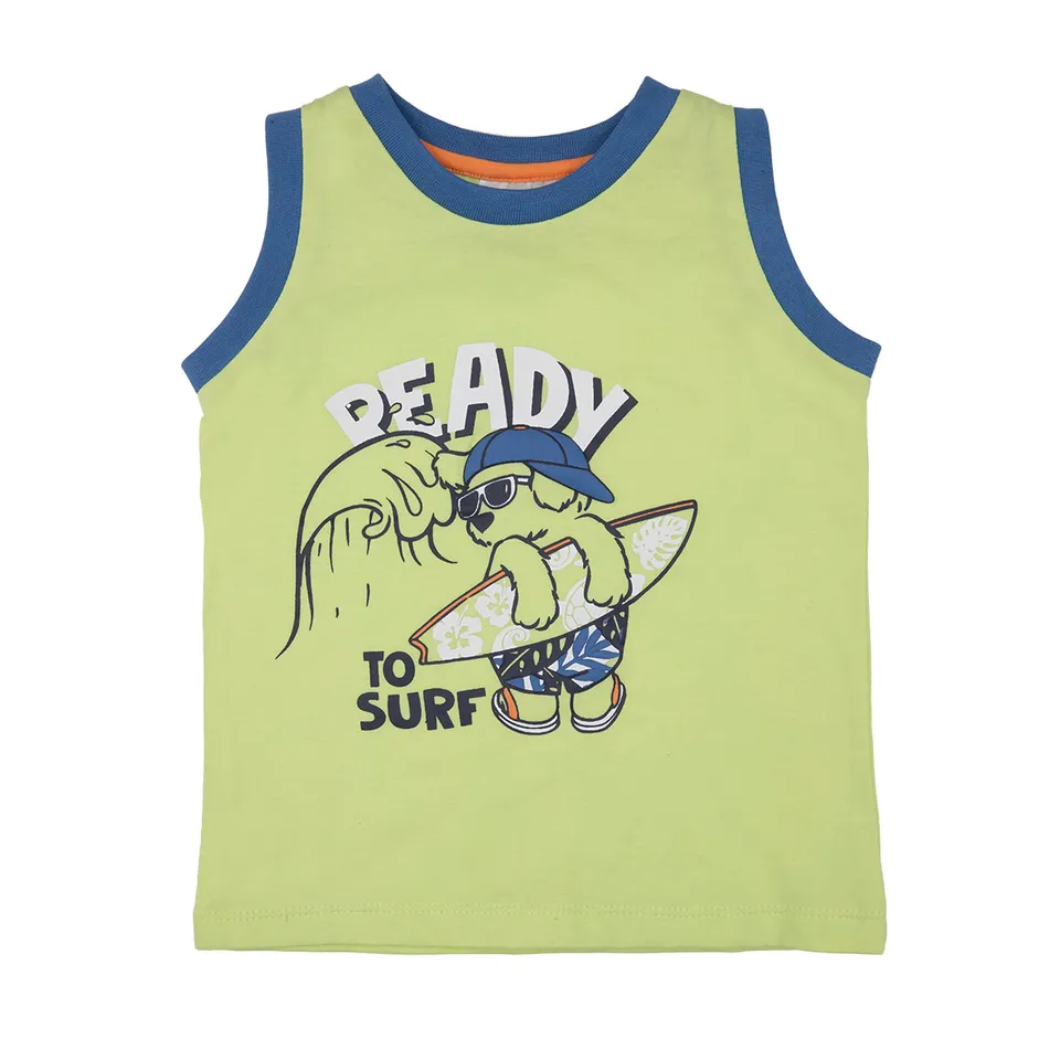 Canotta jersey bimbo verde chiaro stampa Surf