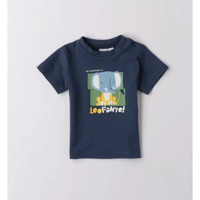 iDO Elefante T-shirt Bimbo Cotone Blu
