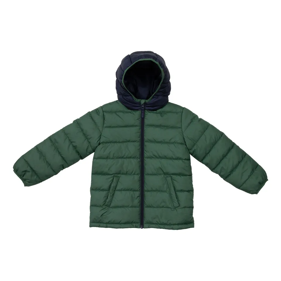 Mawi giubbino imbottito nylon verde blu con cappuccio