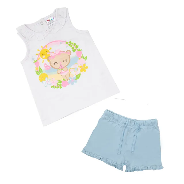 Toys Center Baby Set Bimba Canotta Shorts Bianco Azzurro jersey