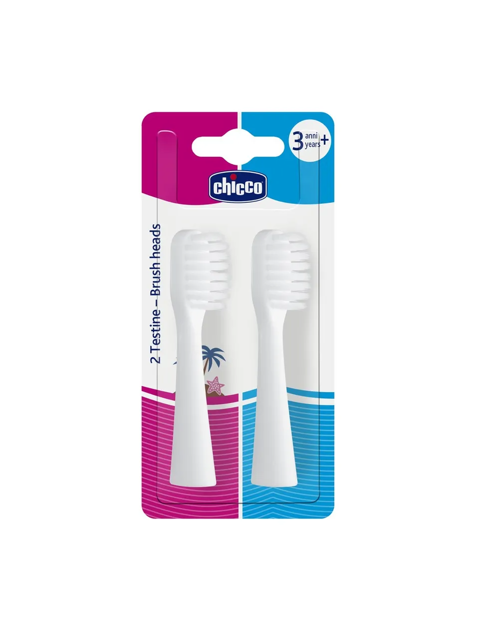 Chicco Testine Spazzolino Elettrico 2 Pz dai 3 Anni