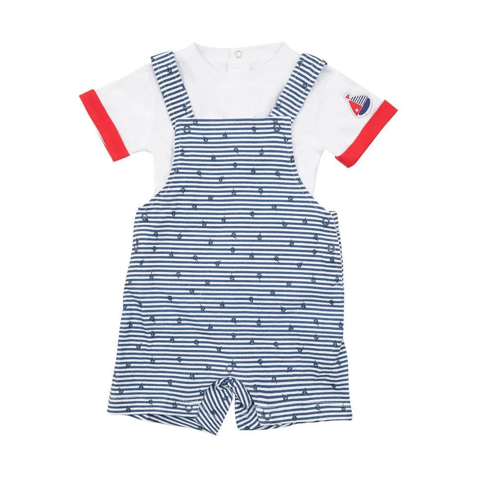 Toys Center Baby Set t-shirt salopette neonato bianco blu cotone