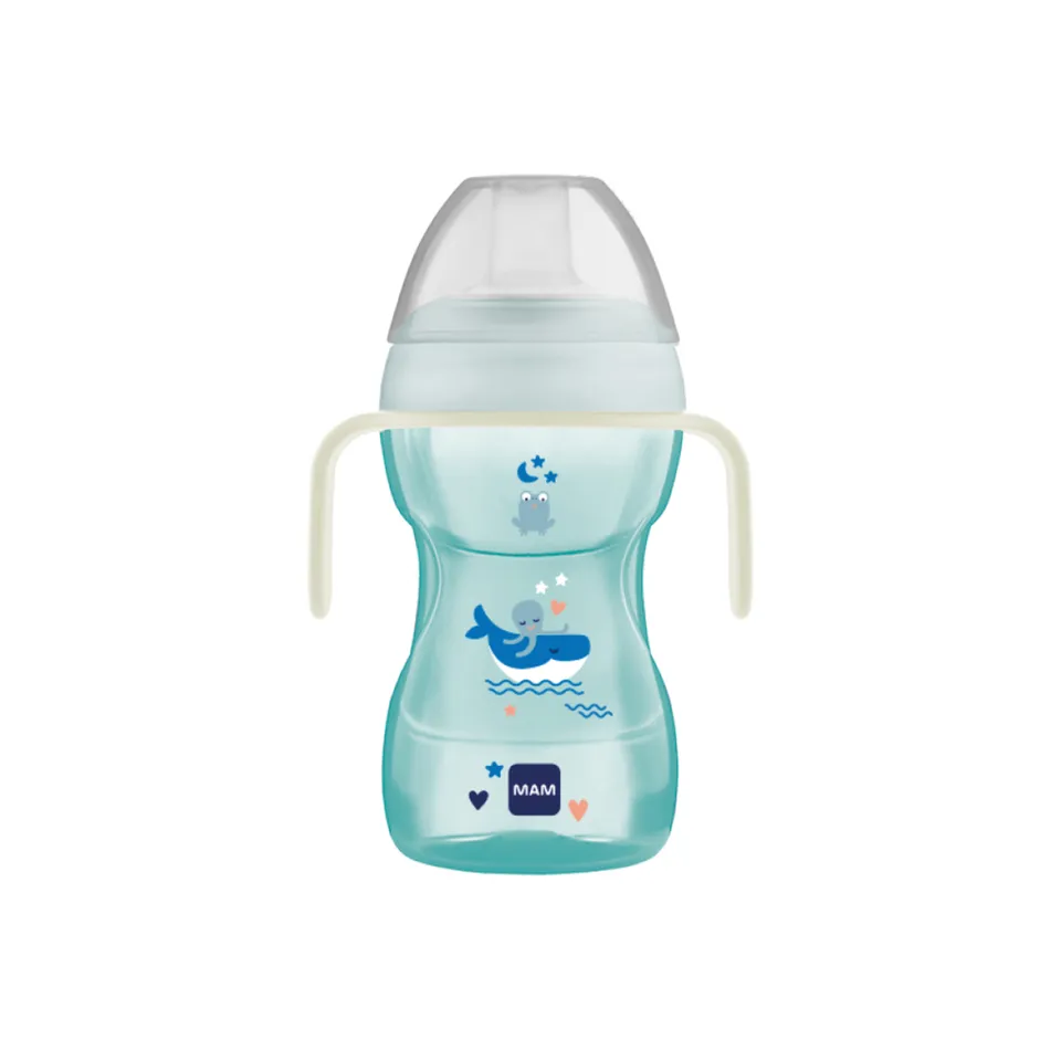 MAM Fun To Drink Cup Night tazza 270 ml azzurra luminosa