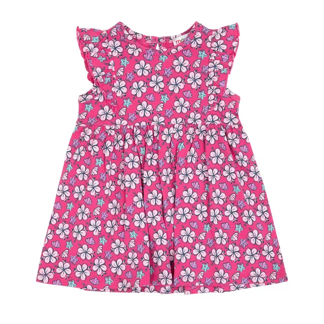 Vestito Bimba Jersey Rosa con Fiori Manica Corta