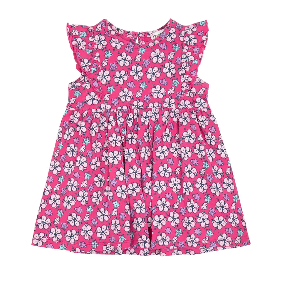 Vestito Bimba Jersey Rosa con Fiori Manica Corta