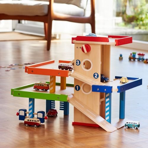 The Dida garage legno per macchinine con ascensore