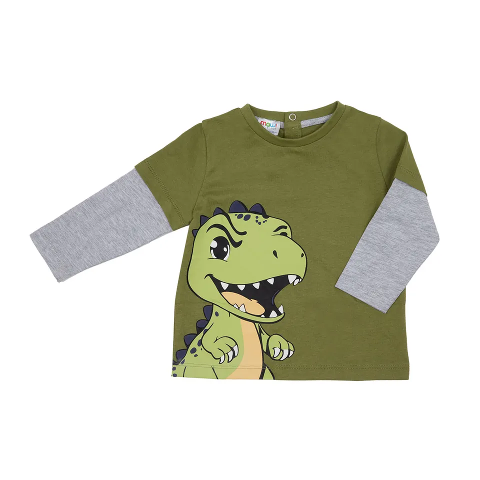 Maglia Jersey Bimbo Manica Lunga Verde Dinosauro